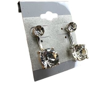 Silver Rhinestone Earrings Event Cocktail Formal Sparkle